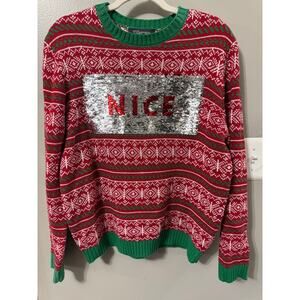 UGLY Holiday 33 Degrees Holiday Reverse Sequin Sweater Medium